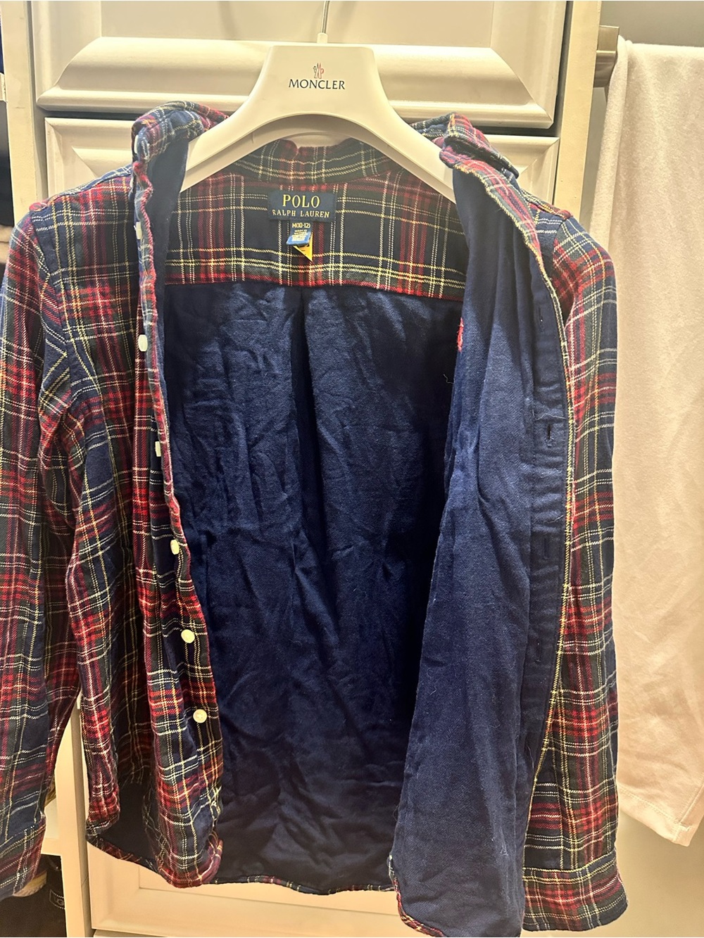 Polo by Ralph Lauren Navy, Red & Yellow Plaid Hooded Flannel